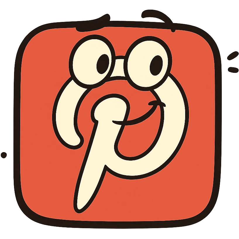 Pinterest logo flat icon minimalistic clean lines red and white color scheme emoji