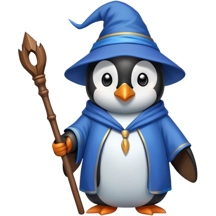 penguin wizard holding a staff emoji