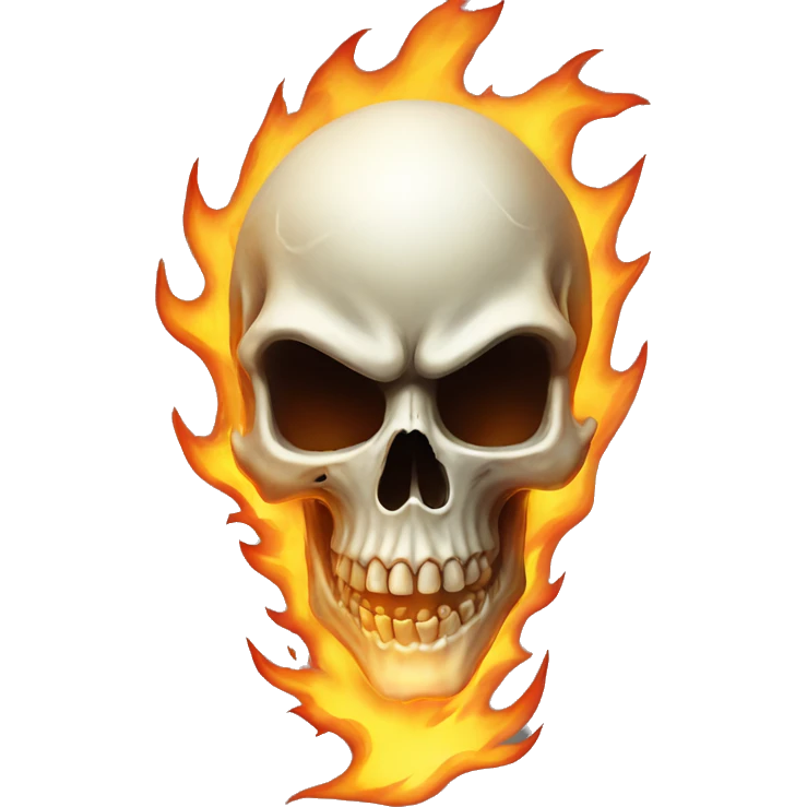 ghost-rider skull in flames emoji