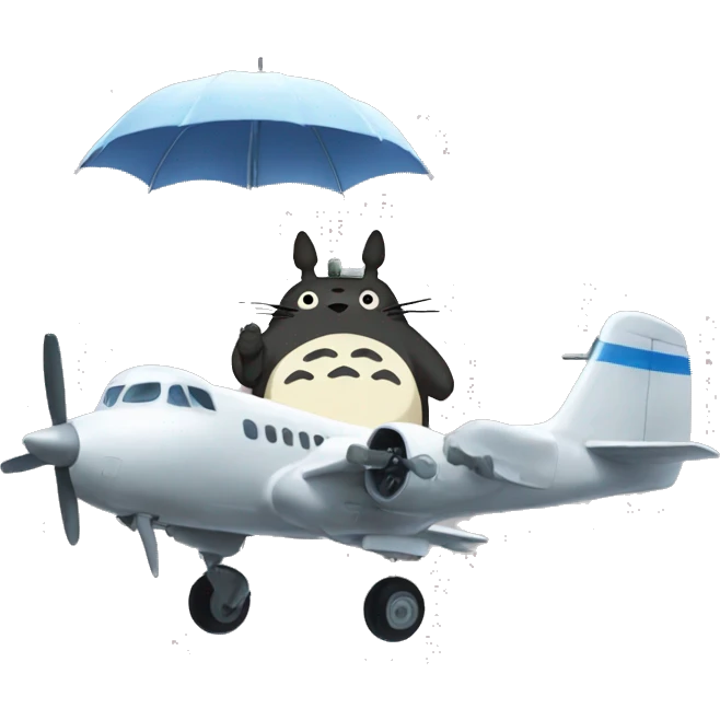 Totoro taking a plane emoji