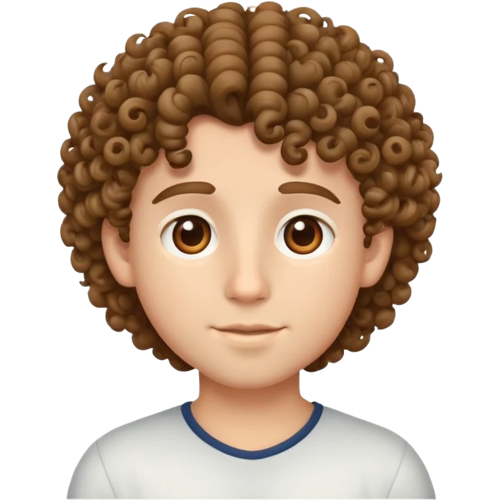 Heart emoji with Caucasian boy with curly hair and brown eyes  emoji