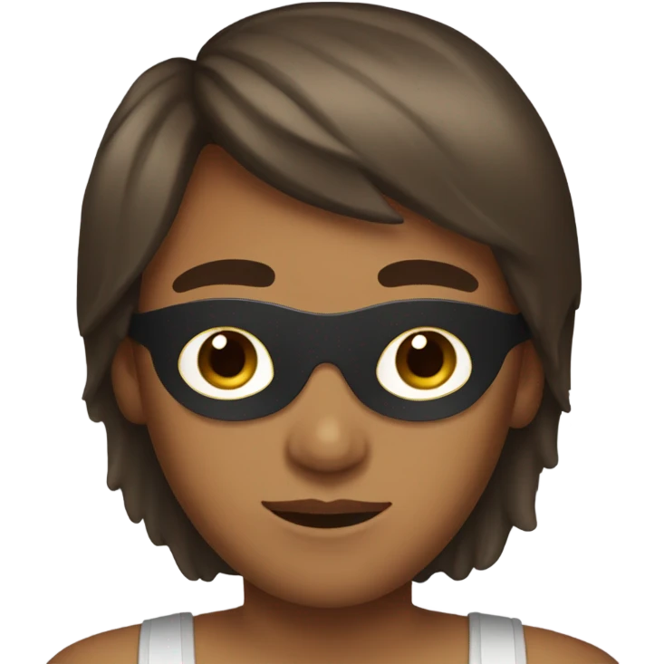 boy with brown curtain bangs wearing a skincare mask emoji