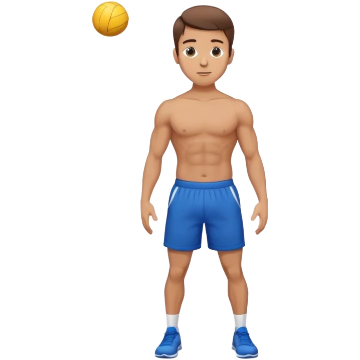 fit man with blue shorts stand on half-stability-ball balance emoji