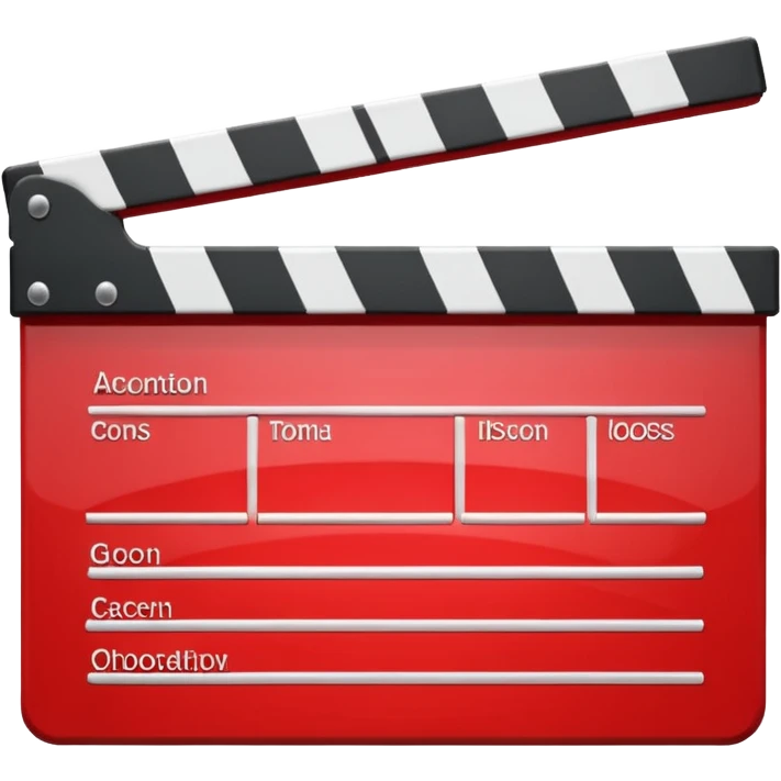 Standard clapperboard red glossy with open top bar emoji