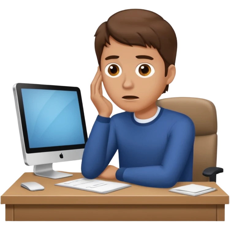 A white man with brown hairs  sits at his desk in shock emoji
