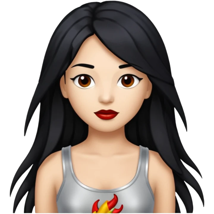 Chilli from TLC with long black hair, silver outfit emoji