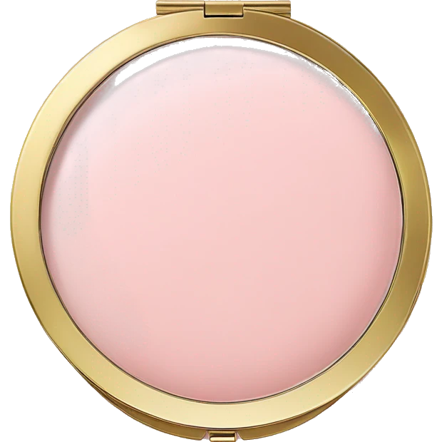 pastel pink powder compact with mirror emoji