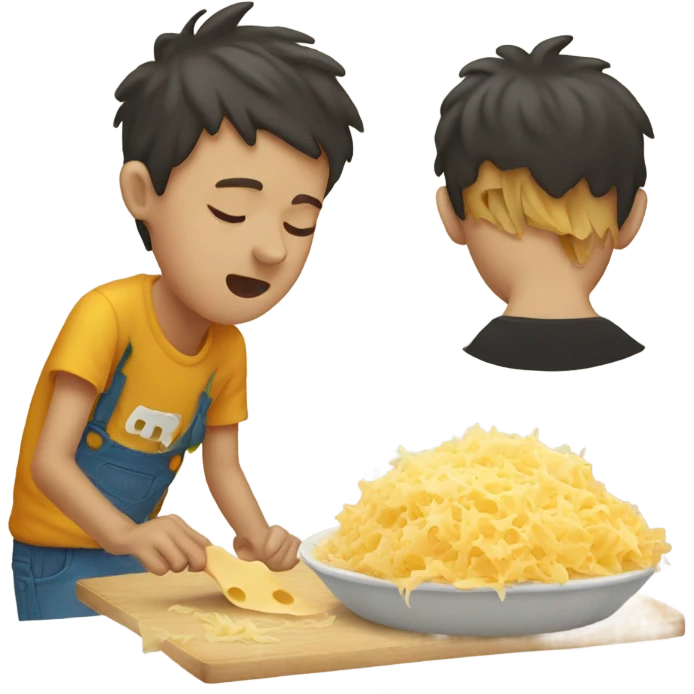 Boy snorting grated cheese emoji