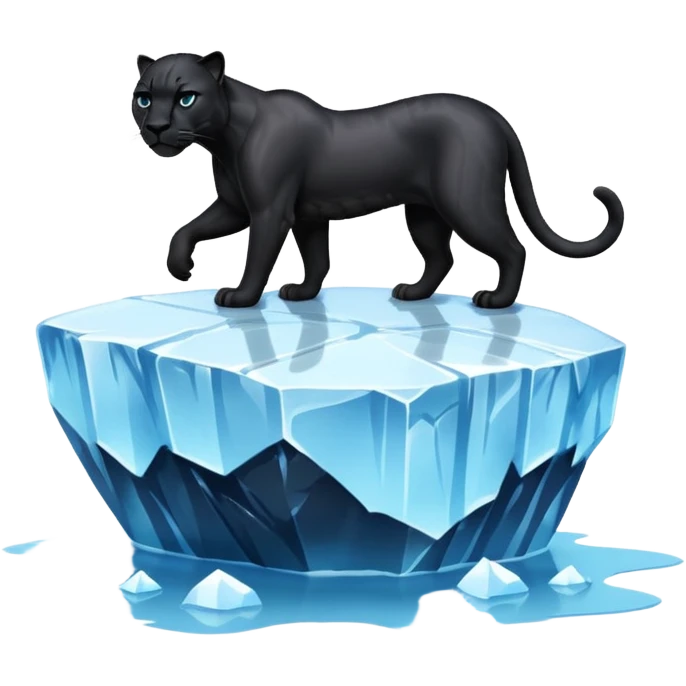 black panther standing on an iceberg, emoji style emoji