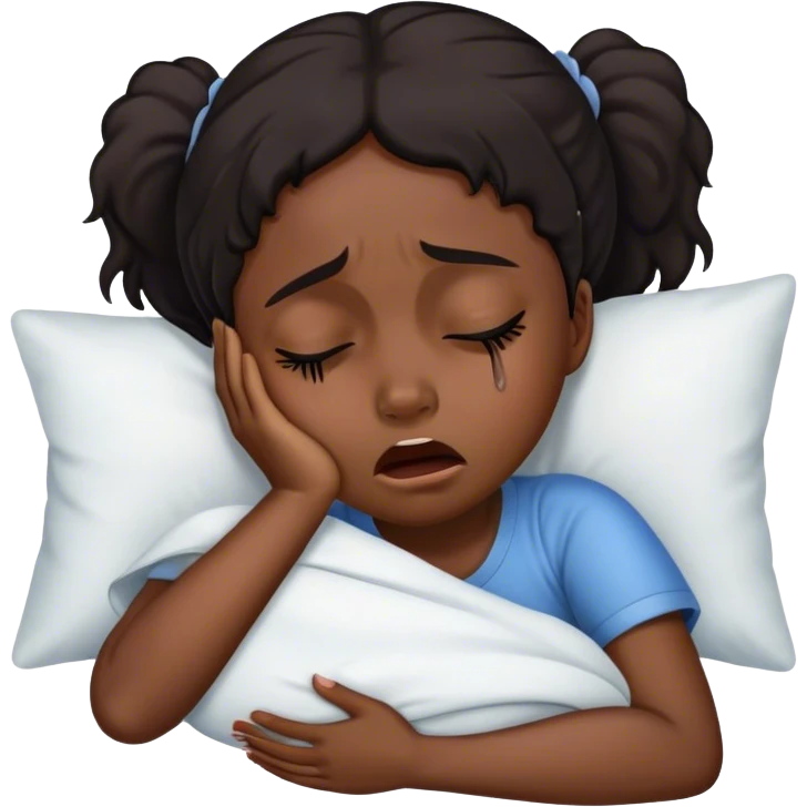 black girl crying herself to sleep emoji
