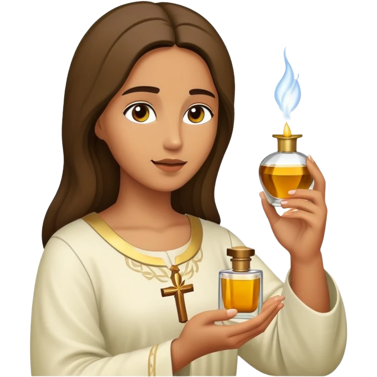 Biblical woman anoints Jesus with perfume emoji
