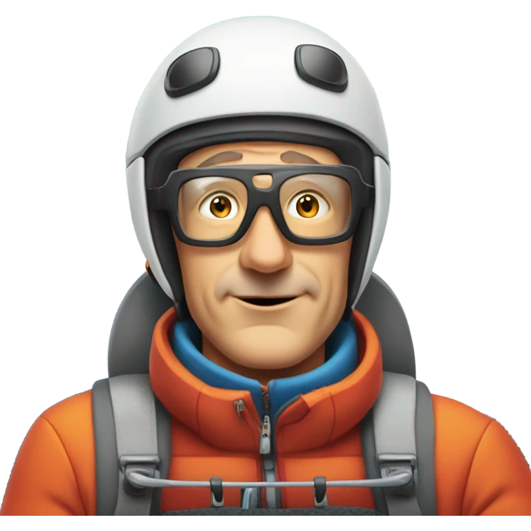 Middle aged men in ski gear on a six person chairlift  emoji