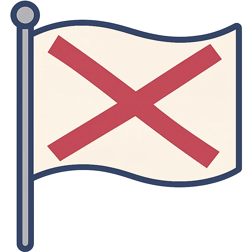 white flag with red Burgundy cross, classic style emoji
