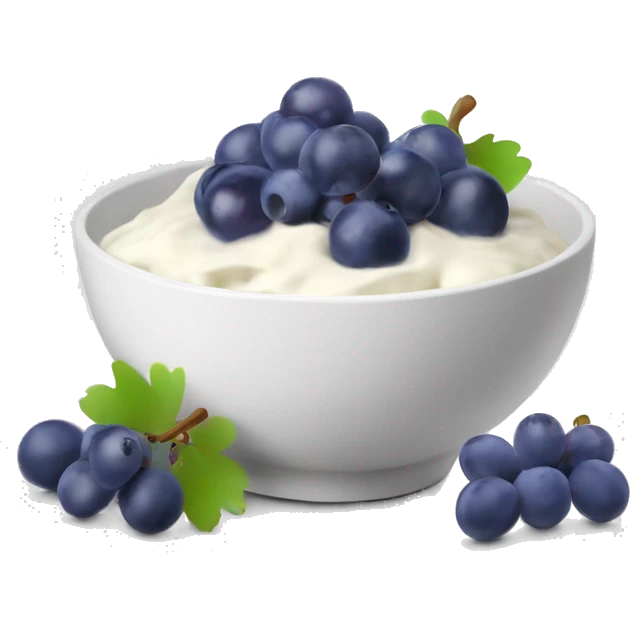 yoghurt bowl with grapes and blueberries emoji