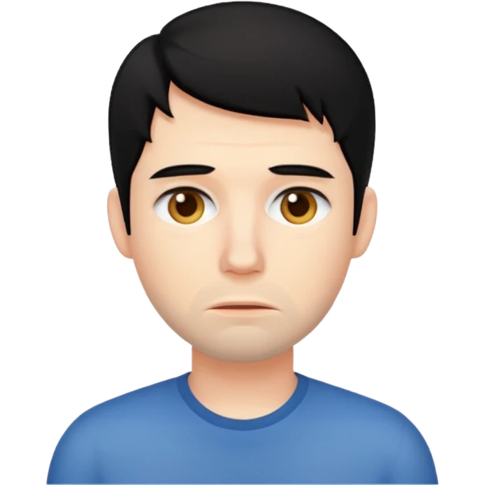 Tired man black hair emoji