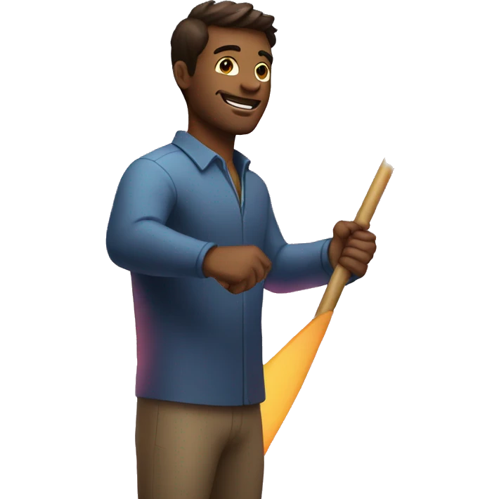  man holding a big glowing arrow emoji