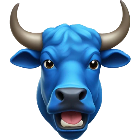 blue bull head with sticking out tongue emoji