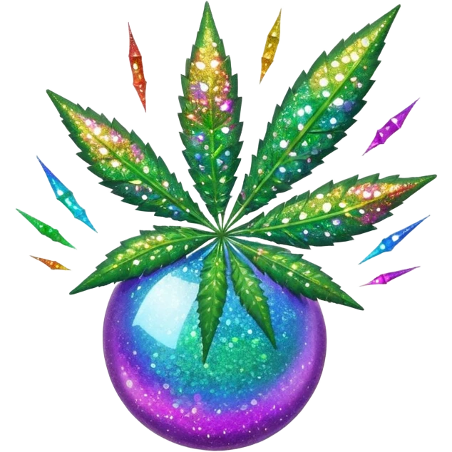 multicolor glitter bomb with weed emoji