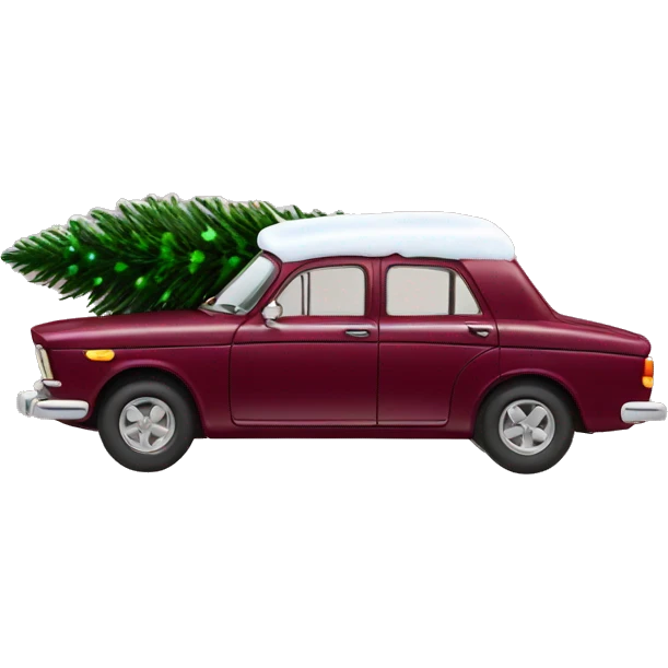 Christmas burgundy Car with Christmas Tree  emoji