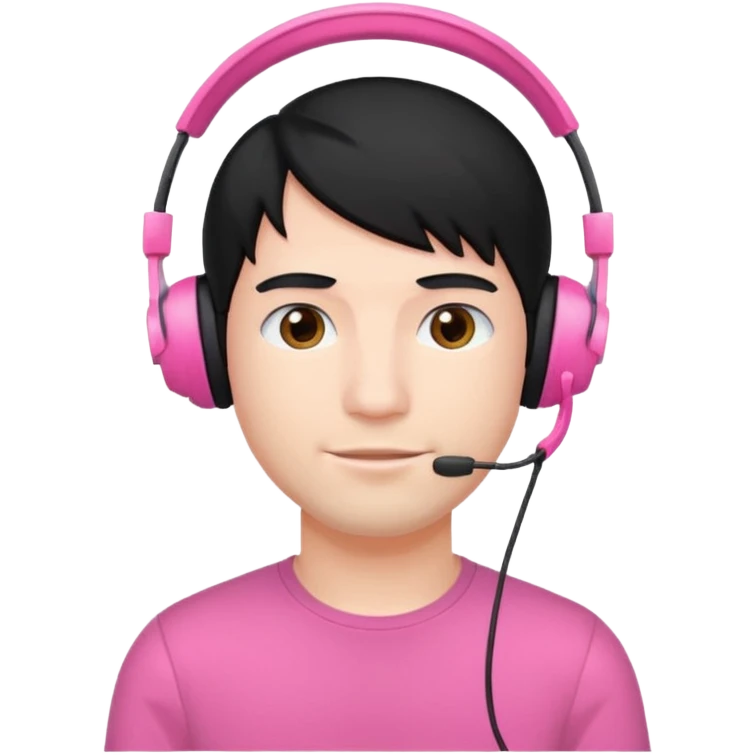guy with black hair and pink headset emoji