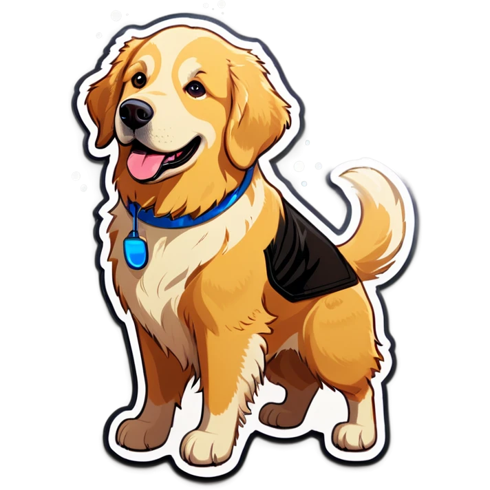 Female golden retriever that is a genius and a science nerd emoji