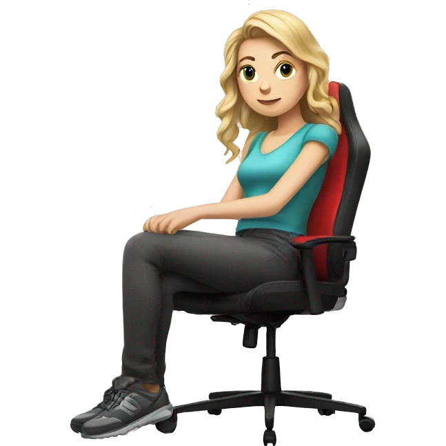 white girl on a Gaming chair thinking  emoji