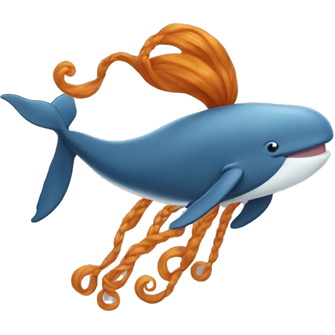 whale with long ginger hair on its head  emoji