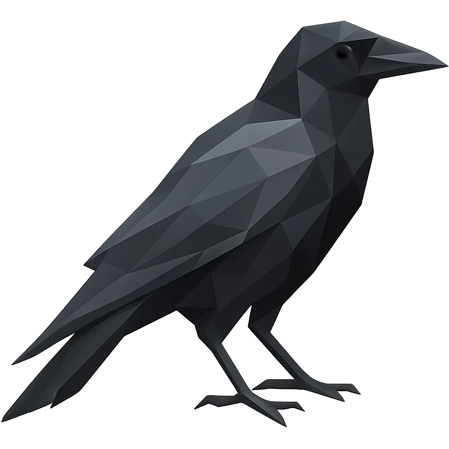 low-poly polygonal style crow emoji