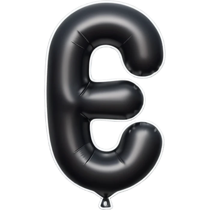 matte black balloon number 1 slightly tilted, classic emoji style emoji