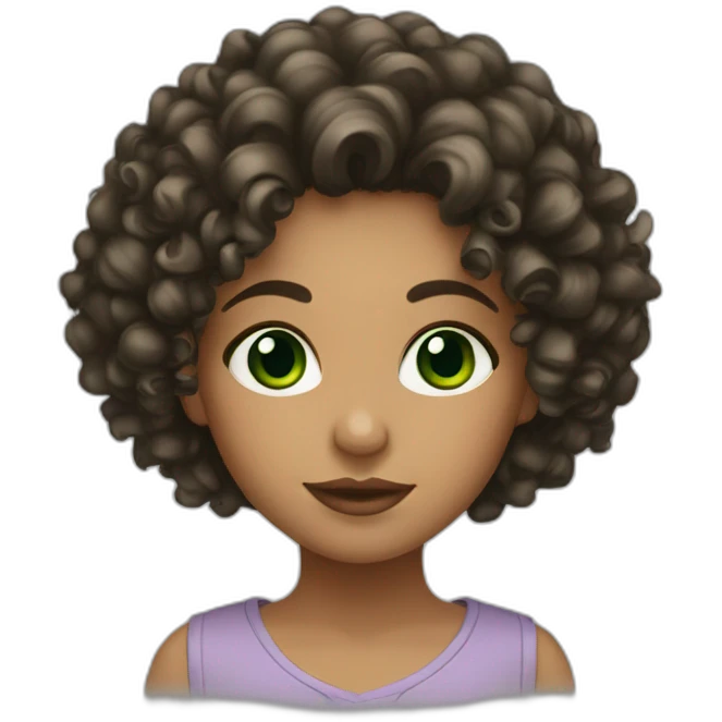 latina girl with green eyes and curly hair black emoji