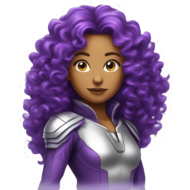 dc comics starfire burning curly long  hair, purple and silver spacesuit with no helmet   emoji