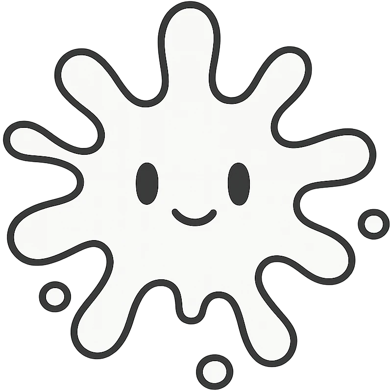 white ink splatter, irregular shape, transparent background emoji