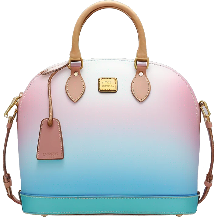 Realistic pastel pink to pastel blue ombre dooney and bourke domed satchel purse.  emoji