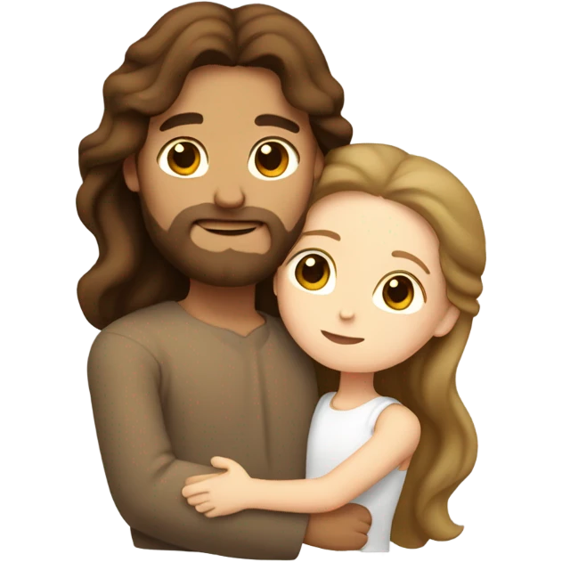Jesus hugging white girl with wavy brown hair Jesus hugging white girl with wavy brown hair emoji