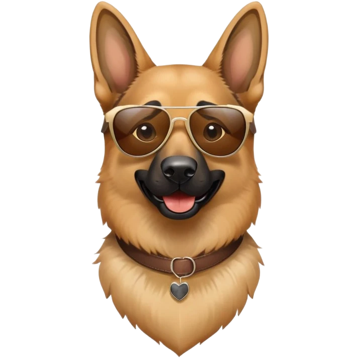 Emoji of a German's sheeperd wearing a sunglasses emoji