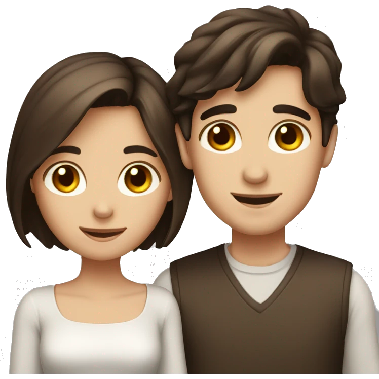 Lovely couple boy with dark hair and girl with brown hair emoji