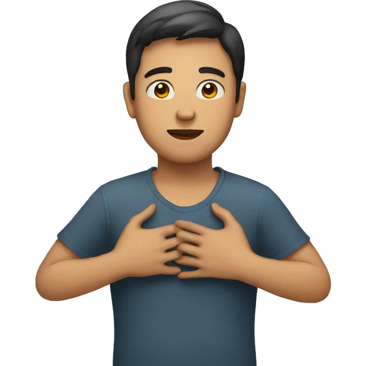 person with hands on chest emoji