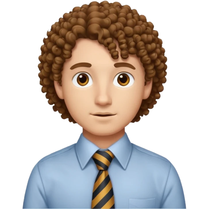 curly man with tie emoji