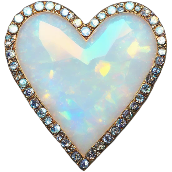 opal Crystal rhinestone pave heart emoji