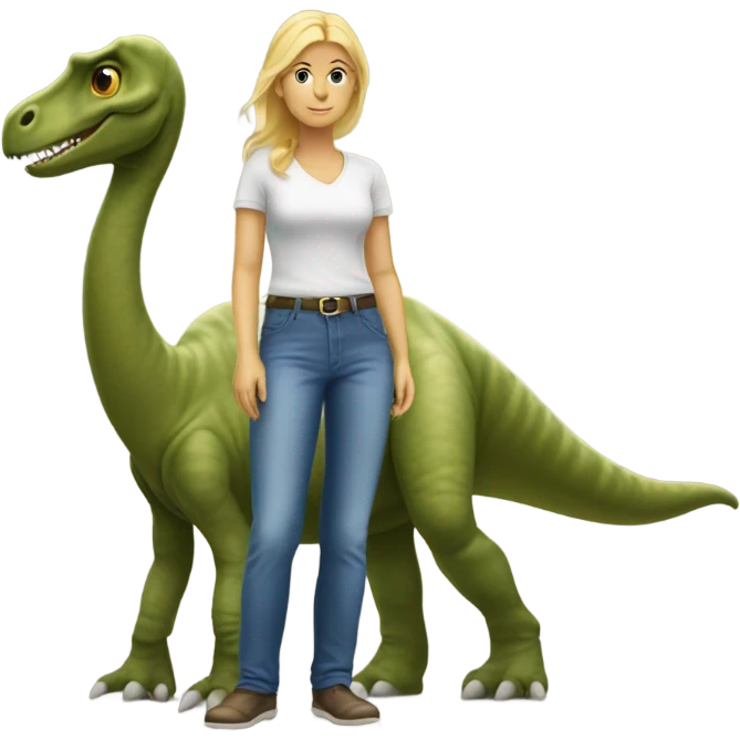 Blonde woman with Brachiosaurus emoji