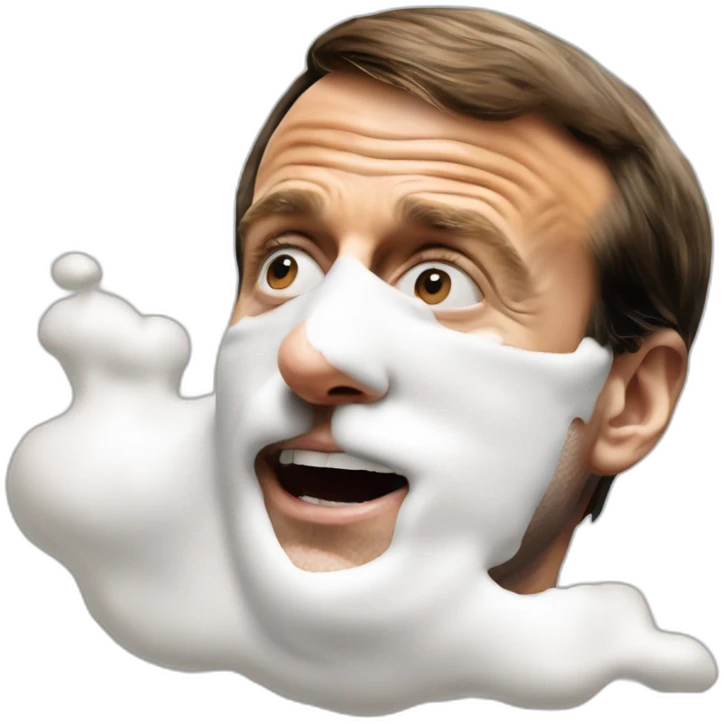 Emmanuel Macron with his nose covered in flour emoji