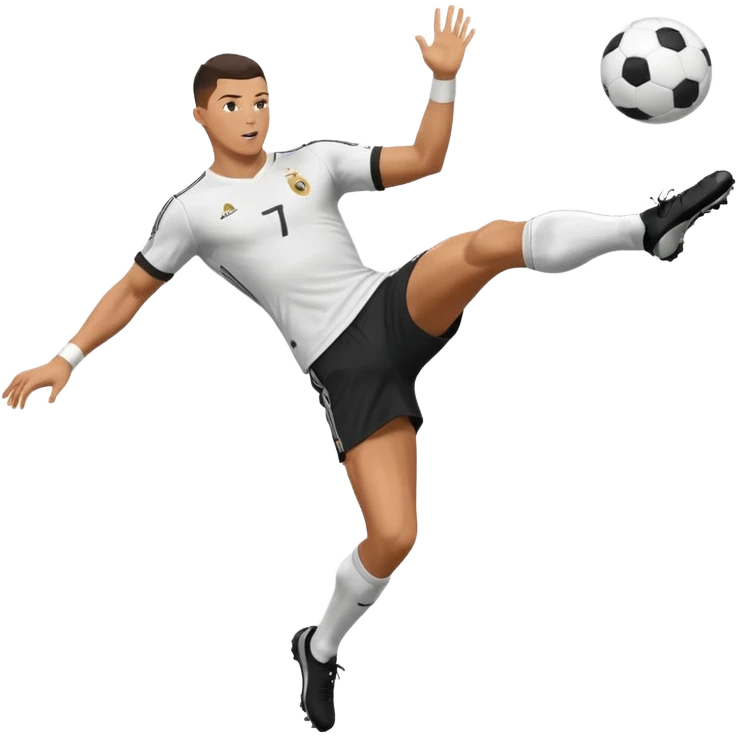 Ronaldo doing a bicycle kick with football emoji