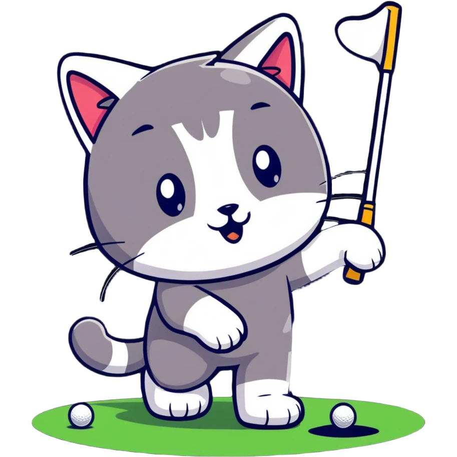 Cat golfing emoji