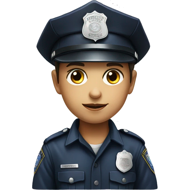 realistic portrait of a boy with police hat emoji