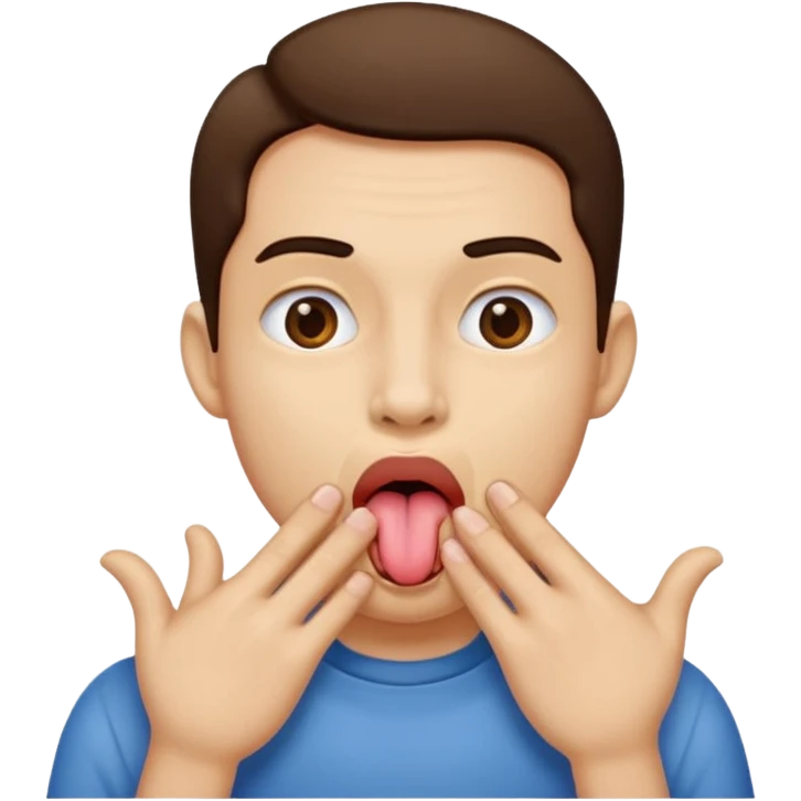 person with tongue out and hands on the side of their mouth scooping out  emoji