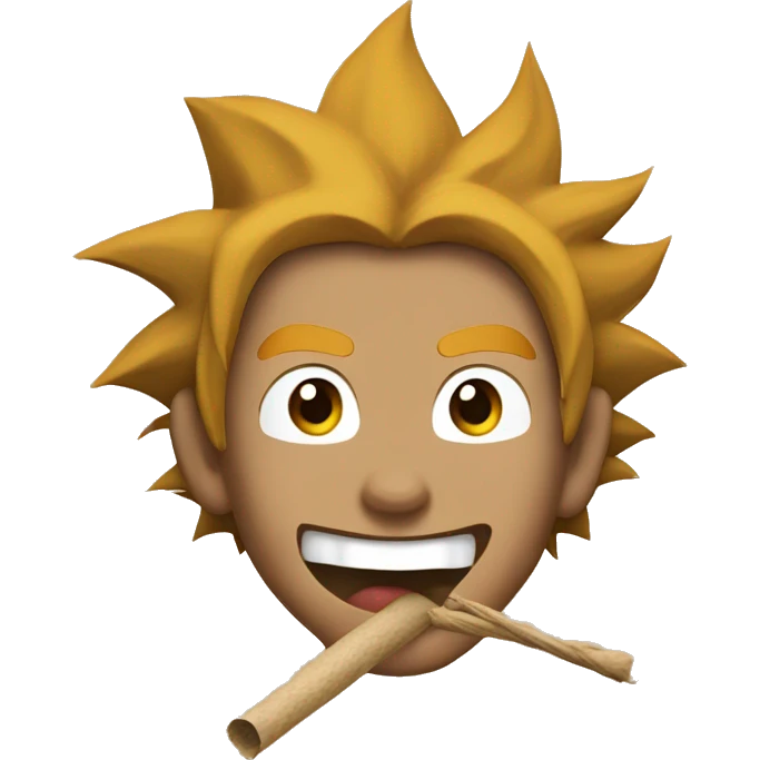 goku with a stick made of brown paper on his mouth open emoji