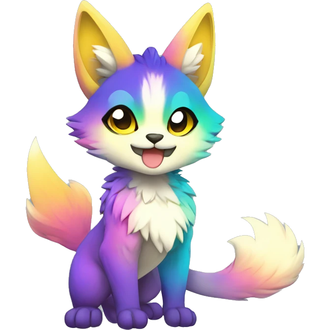 shiny, colorful, gradient, Kemono-style, Chibi, Anthro-Fur-Sona-Fakémon, Full Body emoji