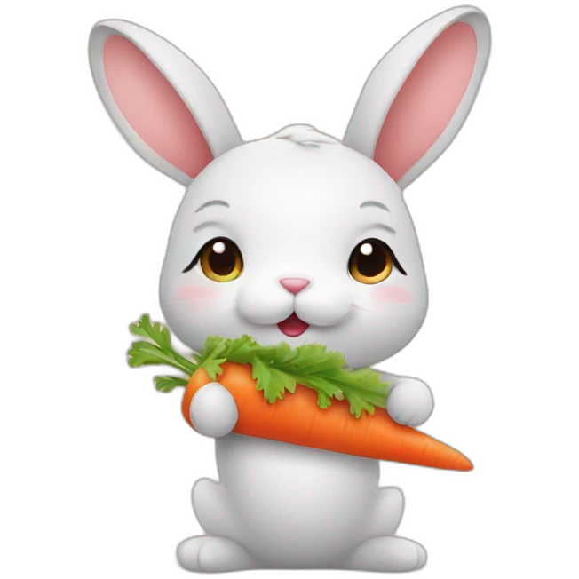 Cute bunny with carrot emoji