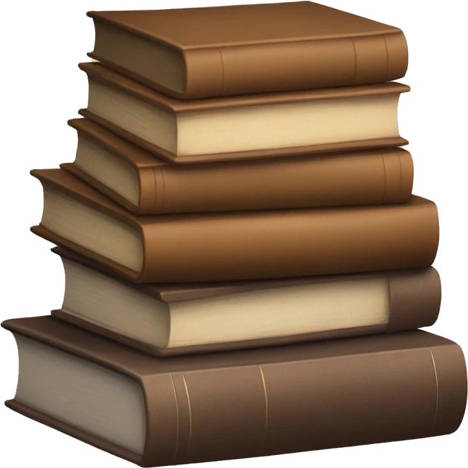 A stack of 5 books with different shades of brown emoji