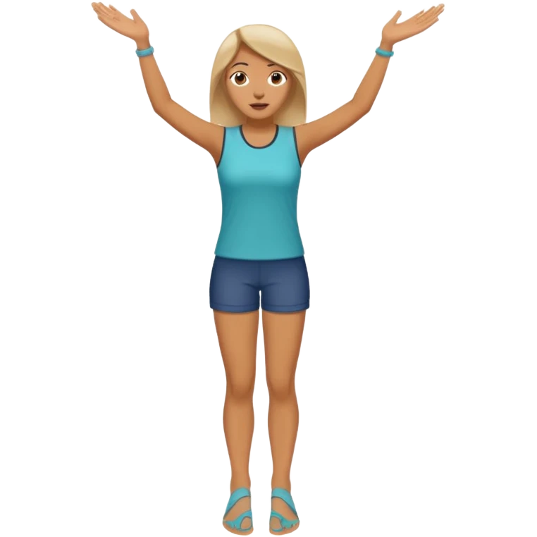 A woman listens someone with focus and foots in the air emoji